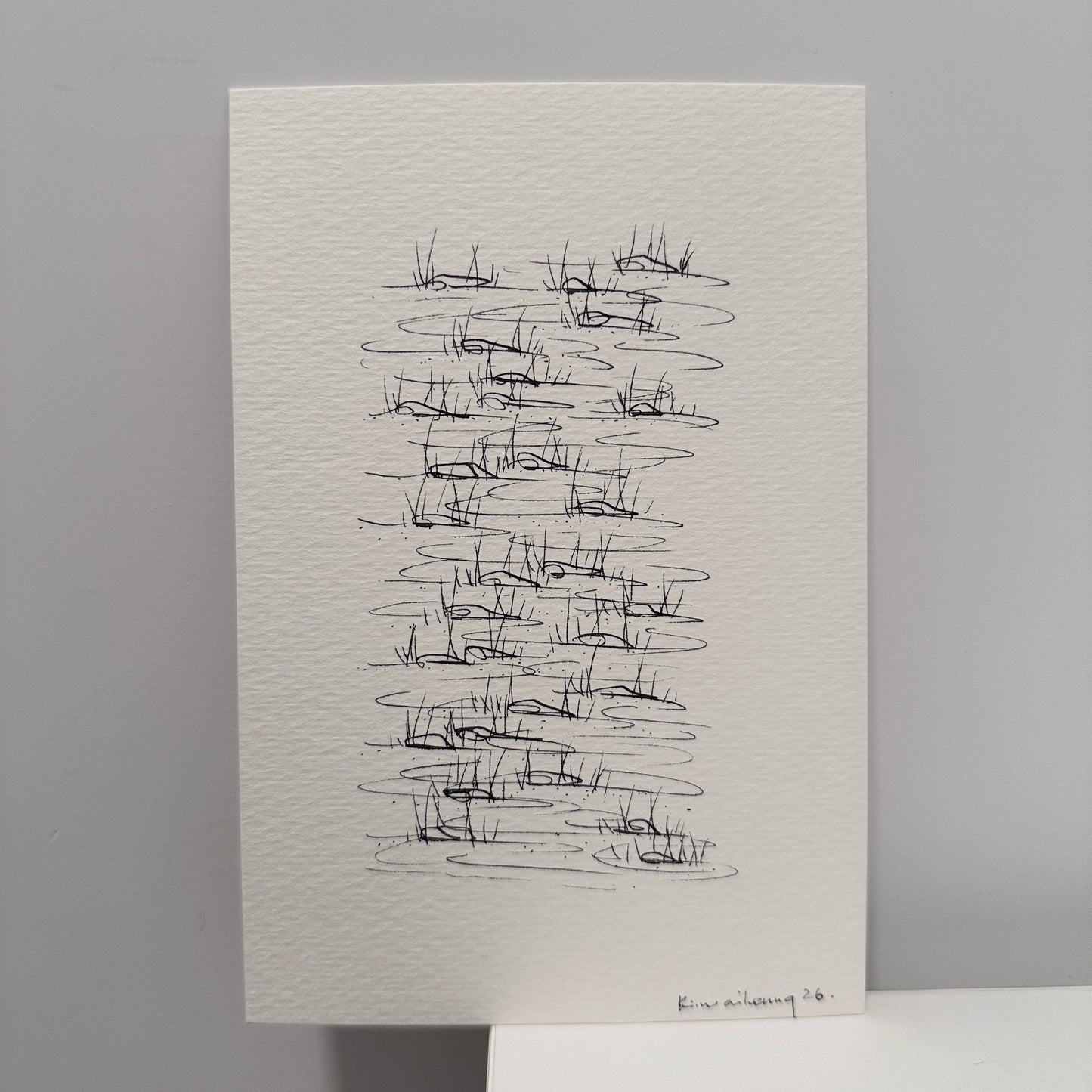 river flow, hand-drawn postcard