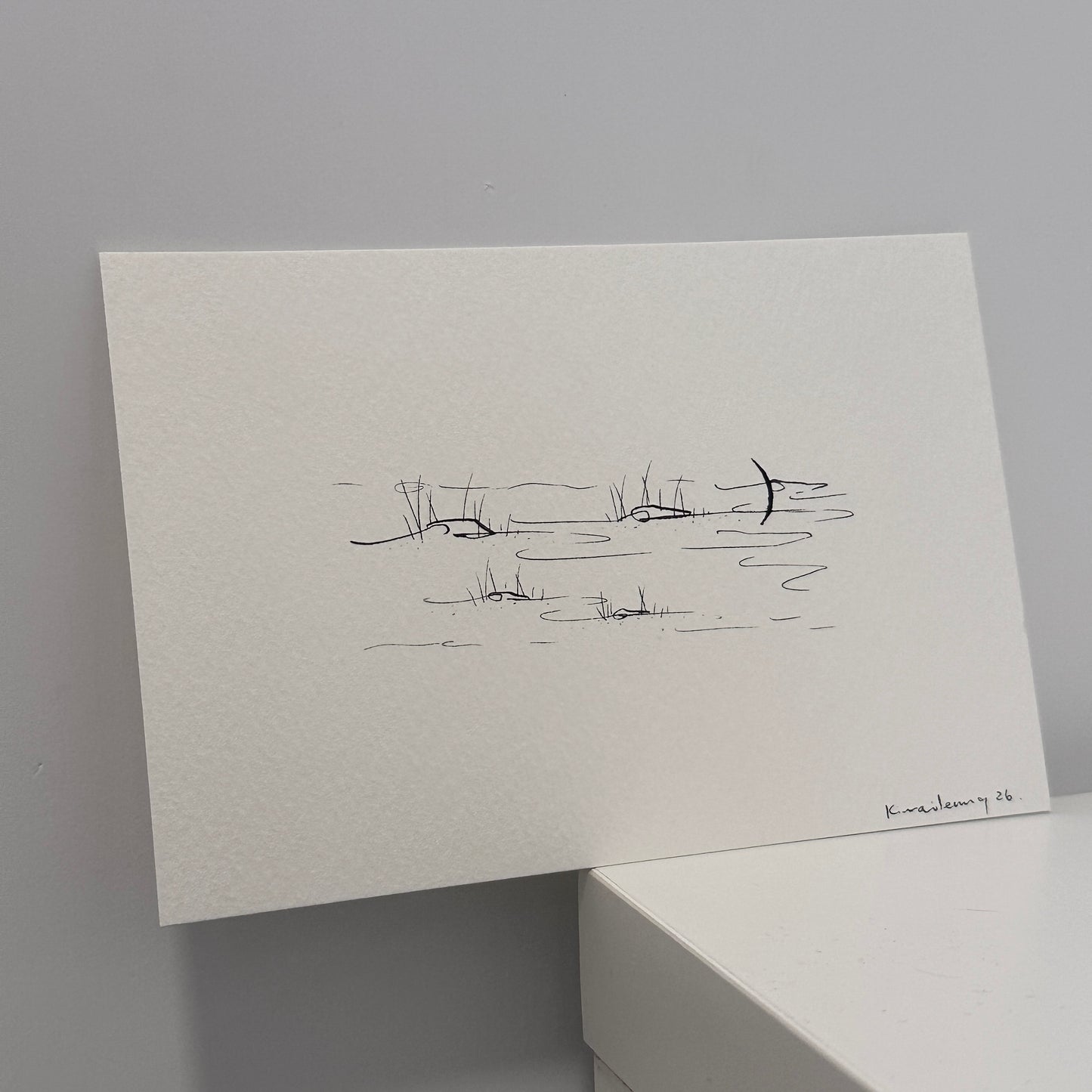 moon, hand-drawn postcard