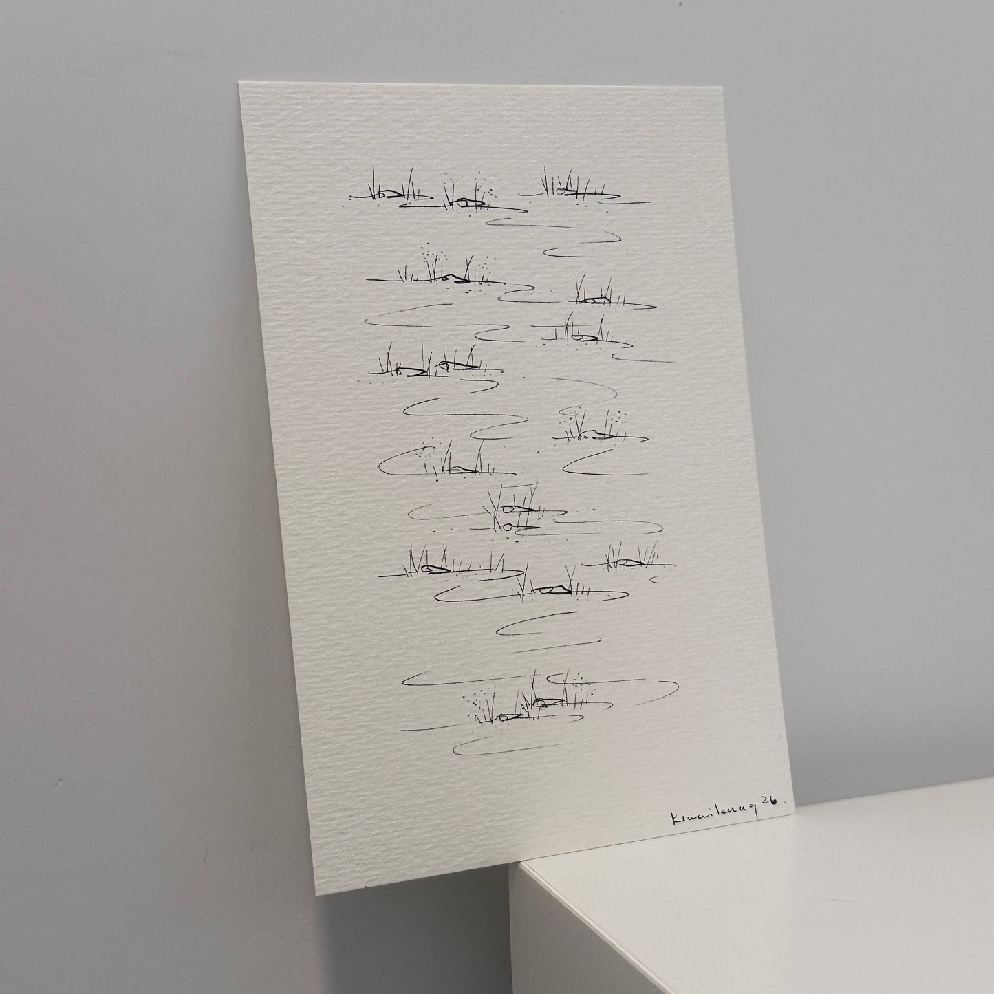 river flow, hand-drawn postcard