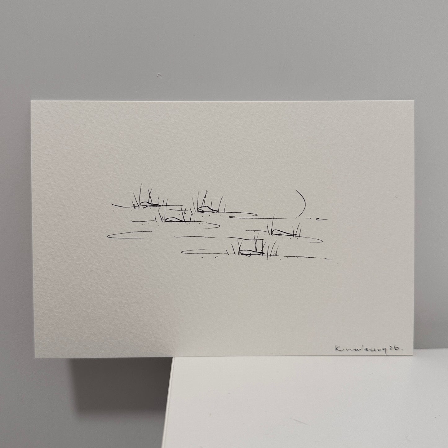 moon river,  hand-drawn postcard
