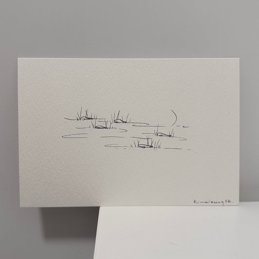 moon river,  hand-drawn postcard