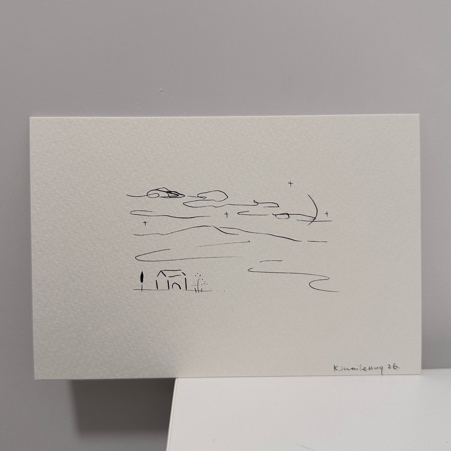 home,  hand-drawn postcard