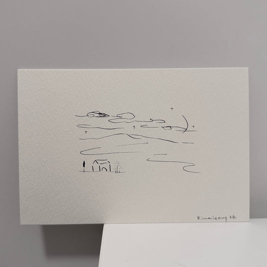 home,  hand-drawn postcard