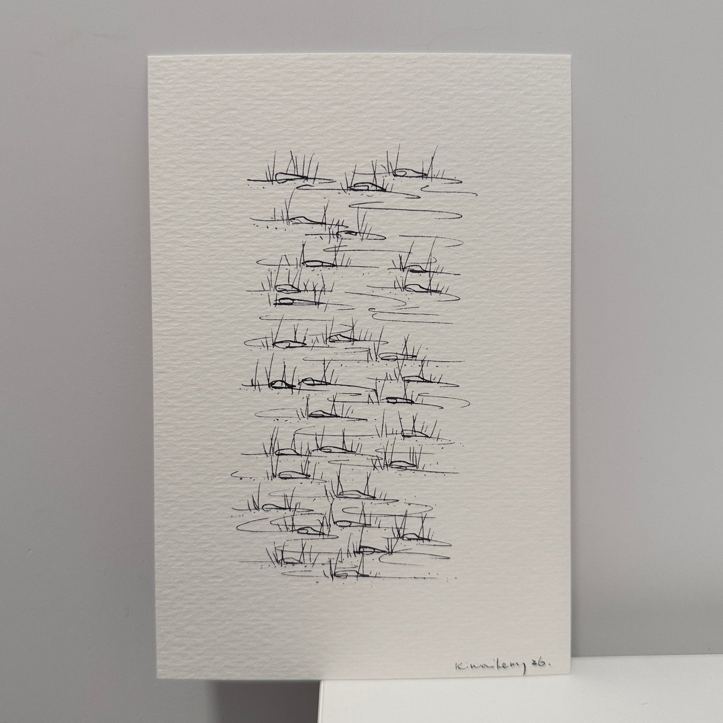 river flow,  hand-drawn postcard