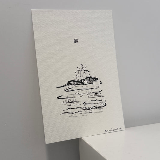 moon flower,  hand-drawn postcard
