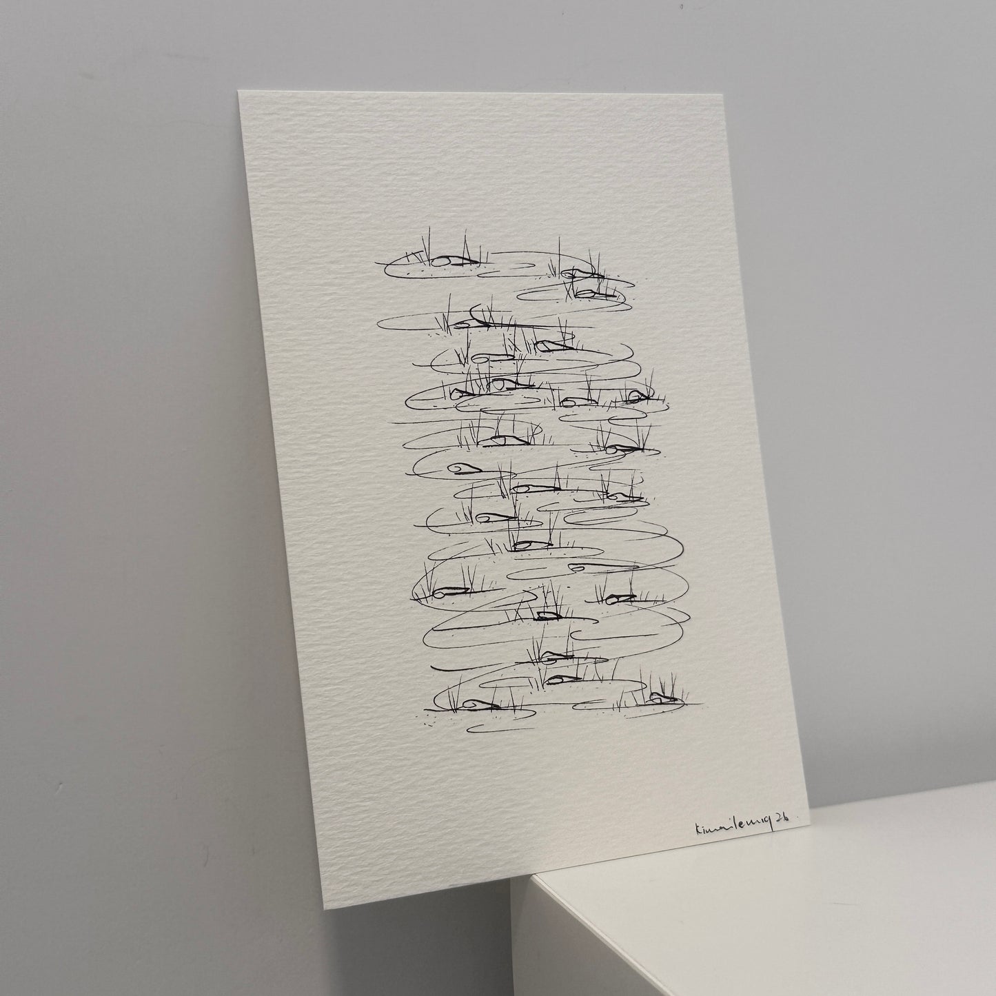 river flow,  hand-drawn postcard