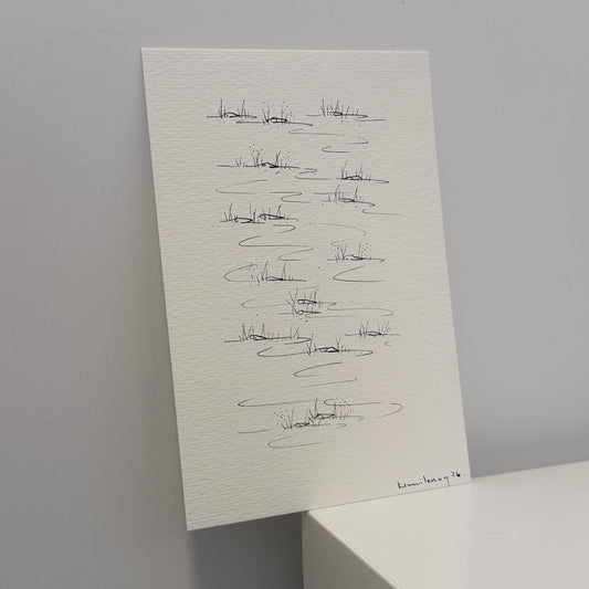 river flow,  hand-drawn postcard
