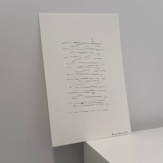 moon night,  hand-drawn postcard