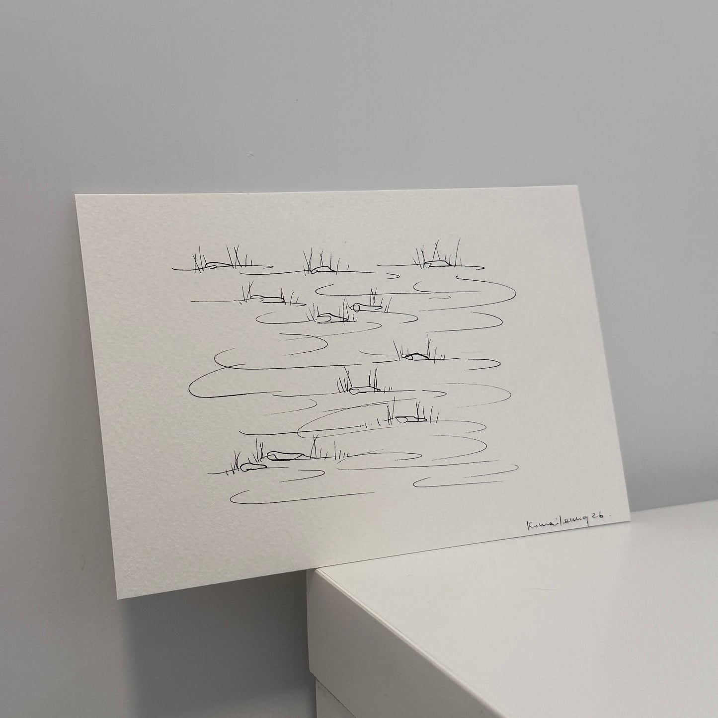 river flow,  hand-drawn postcard