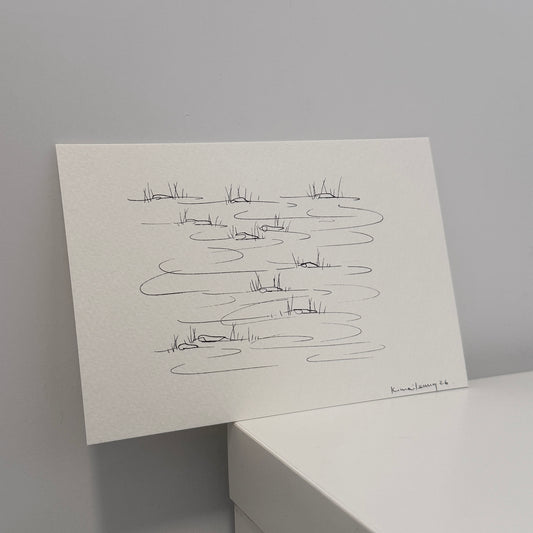 river flow,  hand-drawn postcard